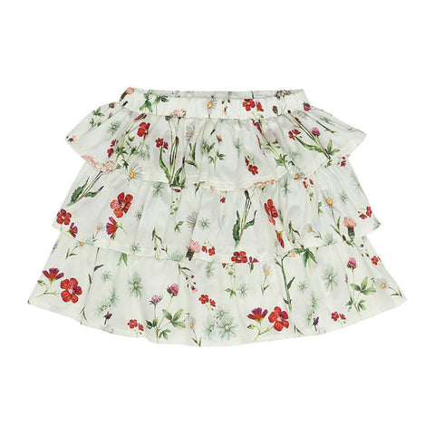 White Floral Tier Skirt (No. 203, Fabric No. 12)